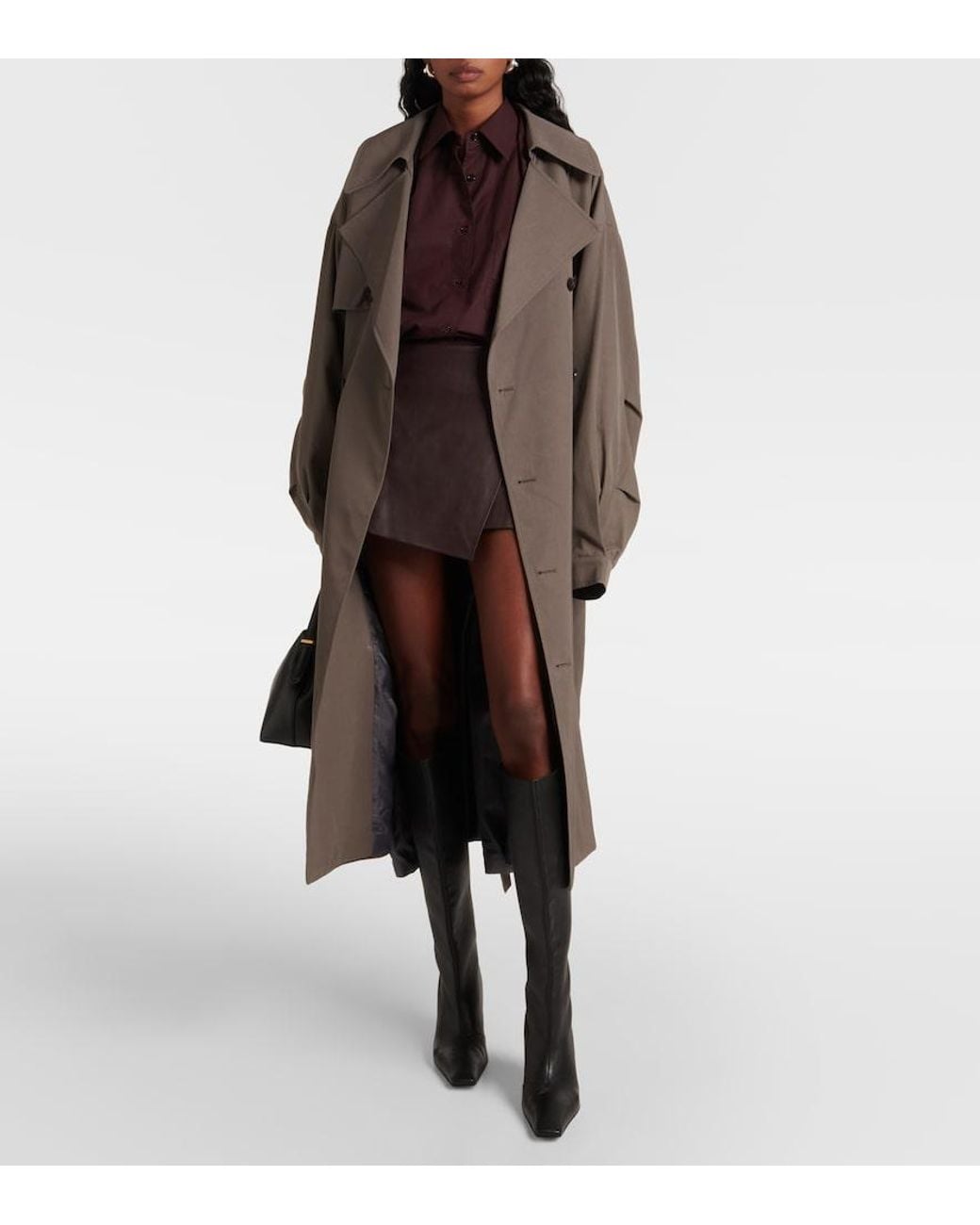 Frankie Shop Brown Cleo Leather Wrap Skirt