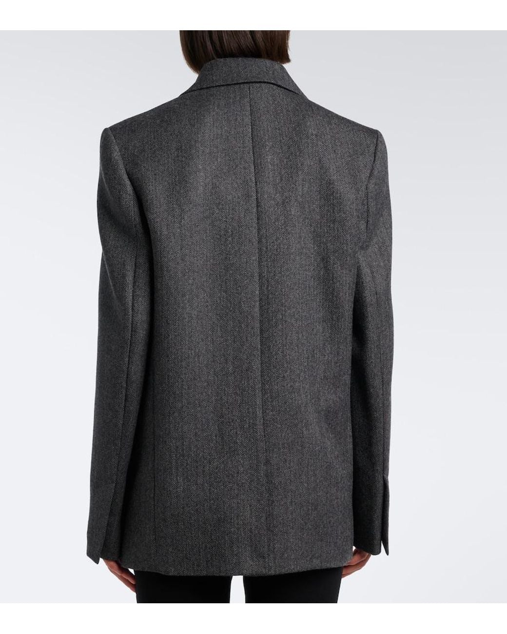Totême Black Herringbone Wool Blazer
