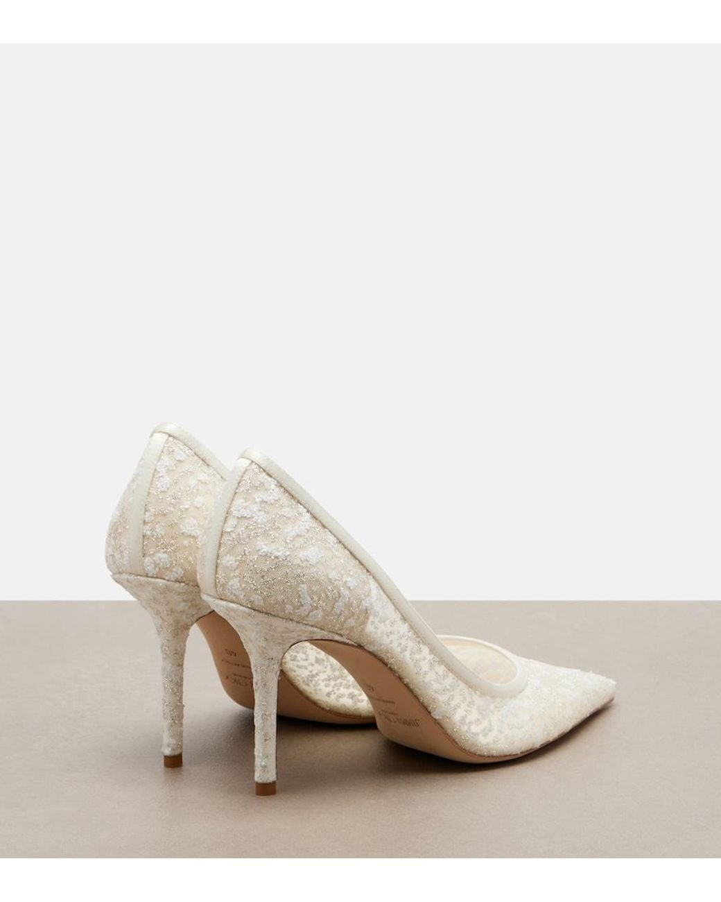 Jimmy Choo White Love Embroidered Tulle Pumps