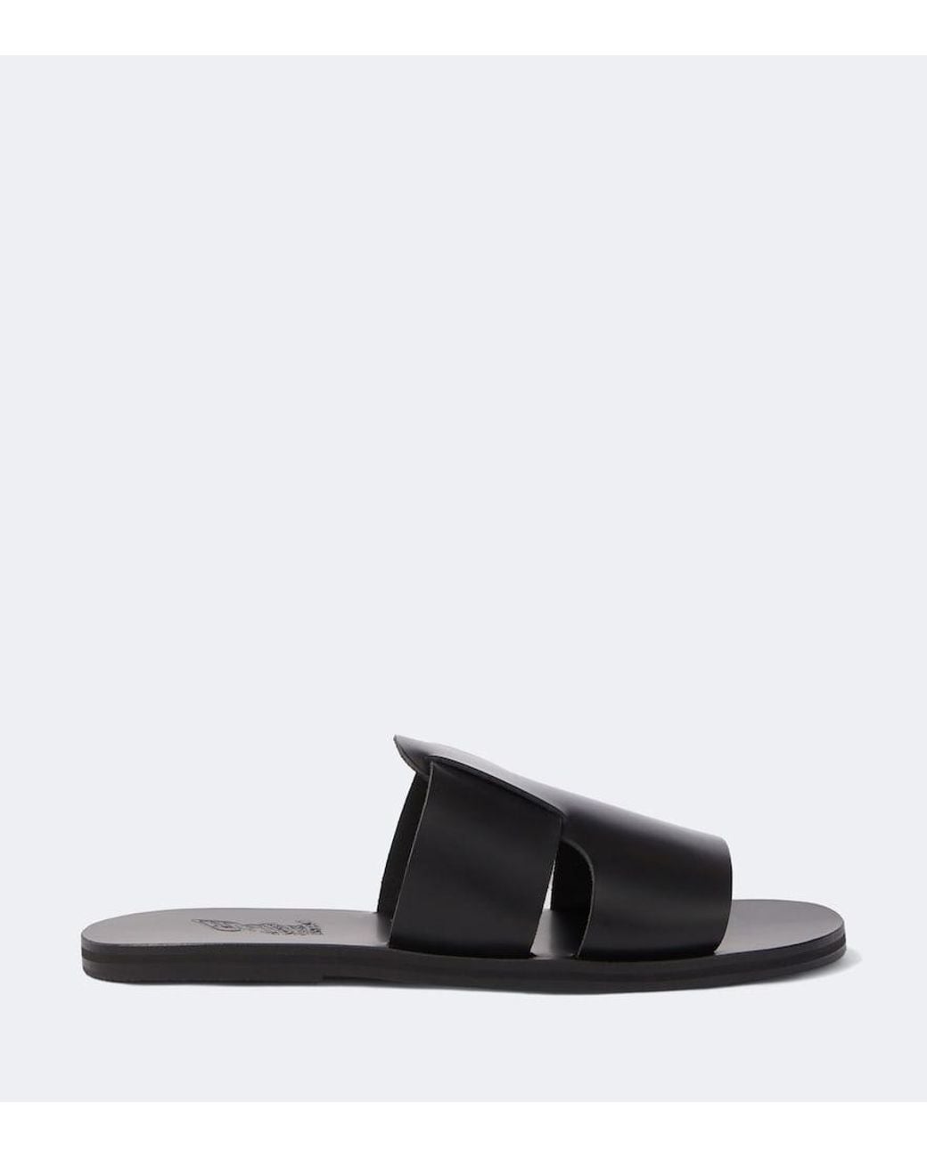 Ancient Greek Sandals Black Miltiadis Leather Sandals for men