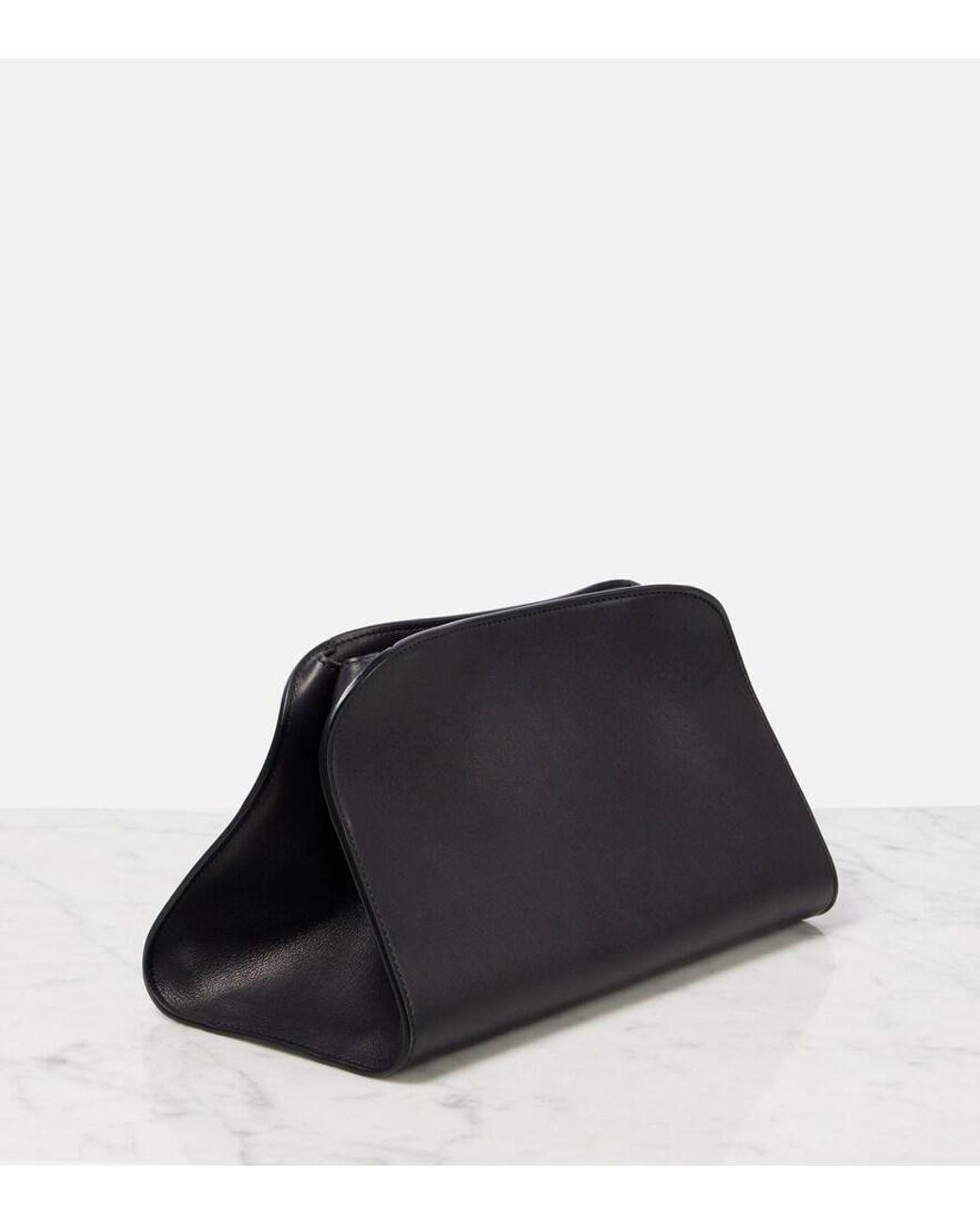 The Row Black Peggy Small Leather Shoulder Bag