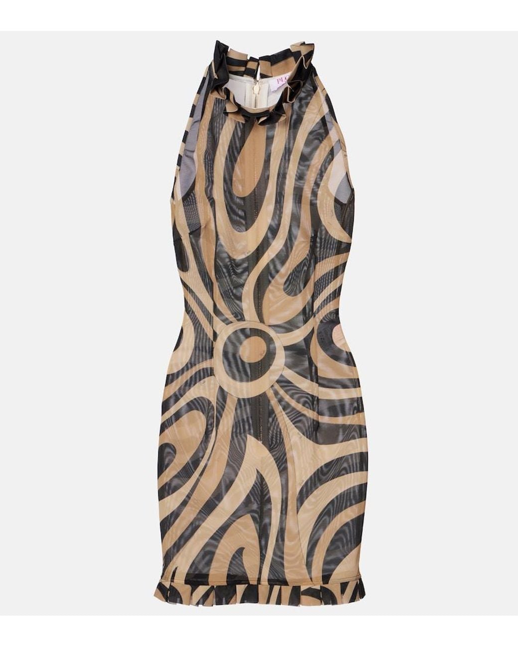 Emilio Pucci Natural Marmo Ruffled Minidress