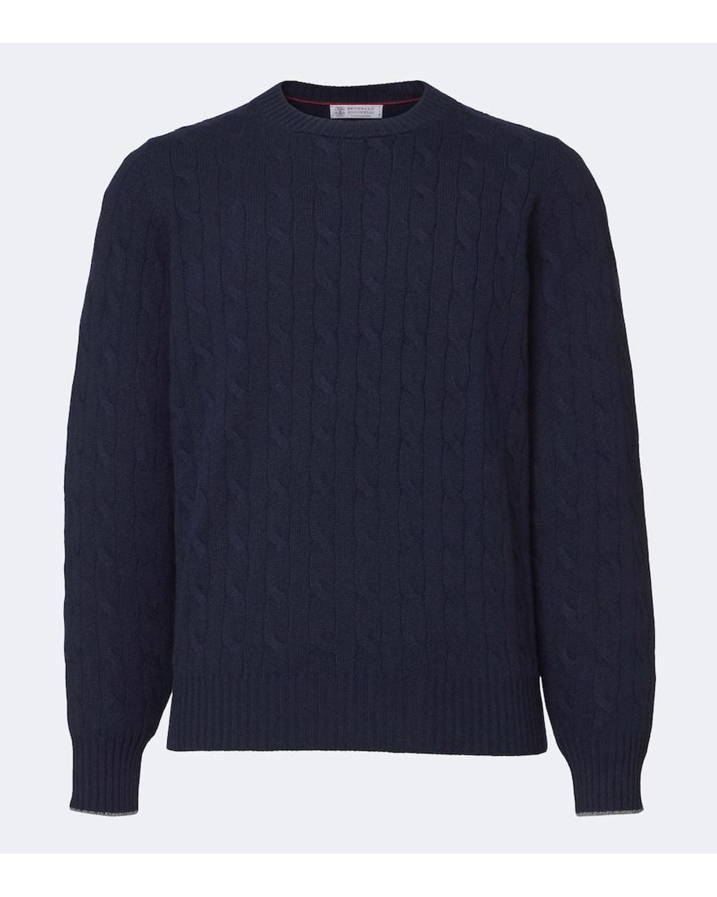 Brunello Cucinelli Blue Cable-Knit Cashmere Sweater for men