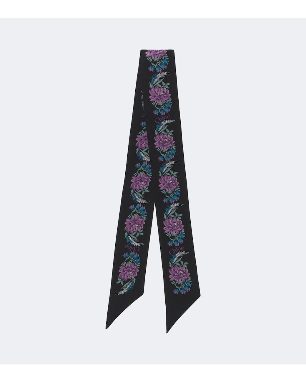 Chloé Blue Floral Silk Scarf