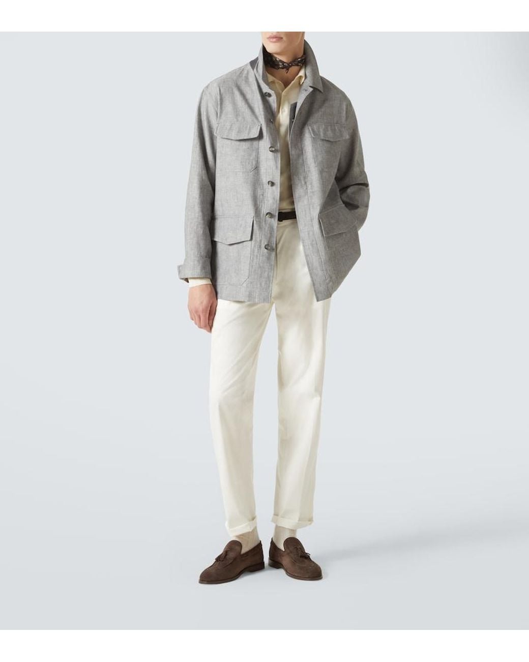 Dunhill Gray Linen Field Jacket for men