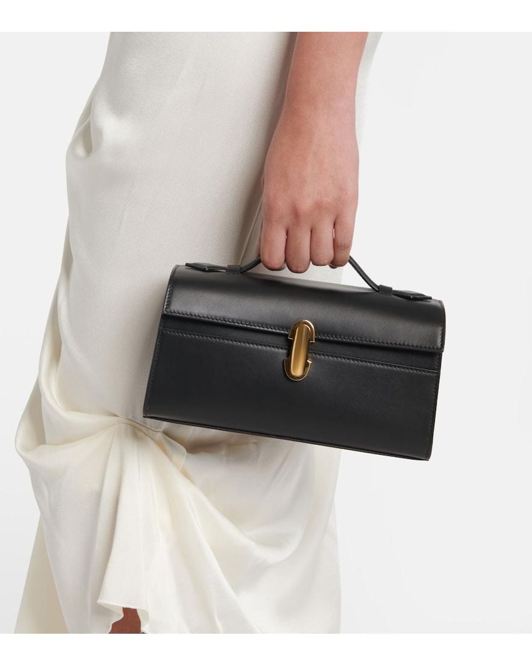 SAVETTE Black Symmetry Pochette Leather Top-Handle Bag
