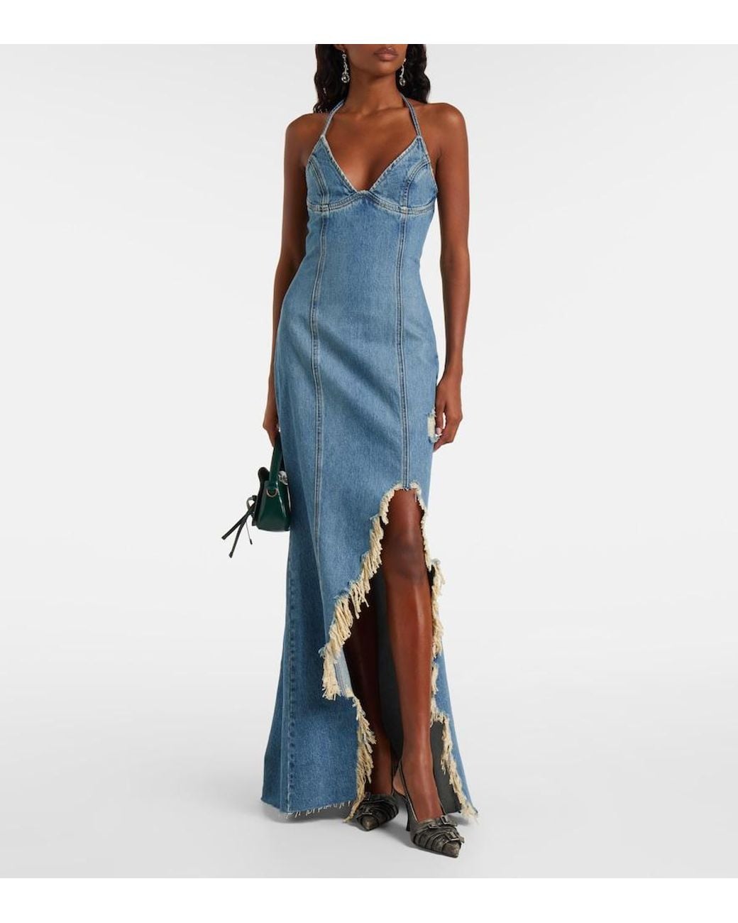 Blumarine Blue Denim Maxi Dress