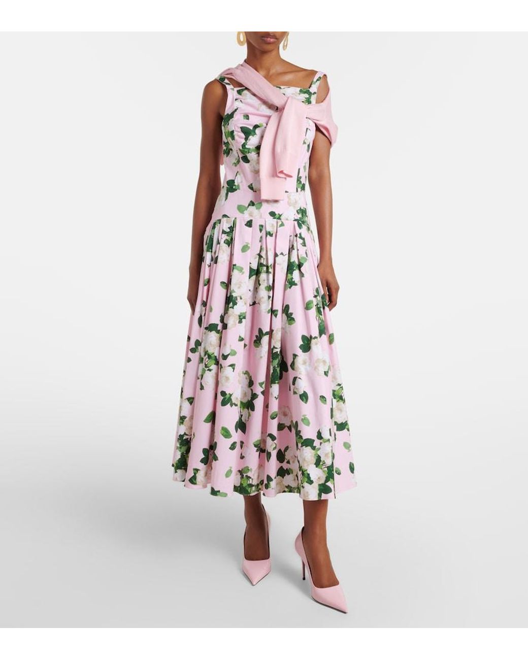 Carolina Herrera Pink Cropped Silk And Cotton Cardigan