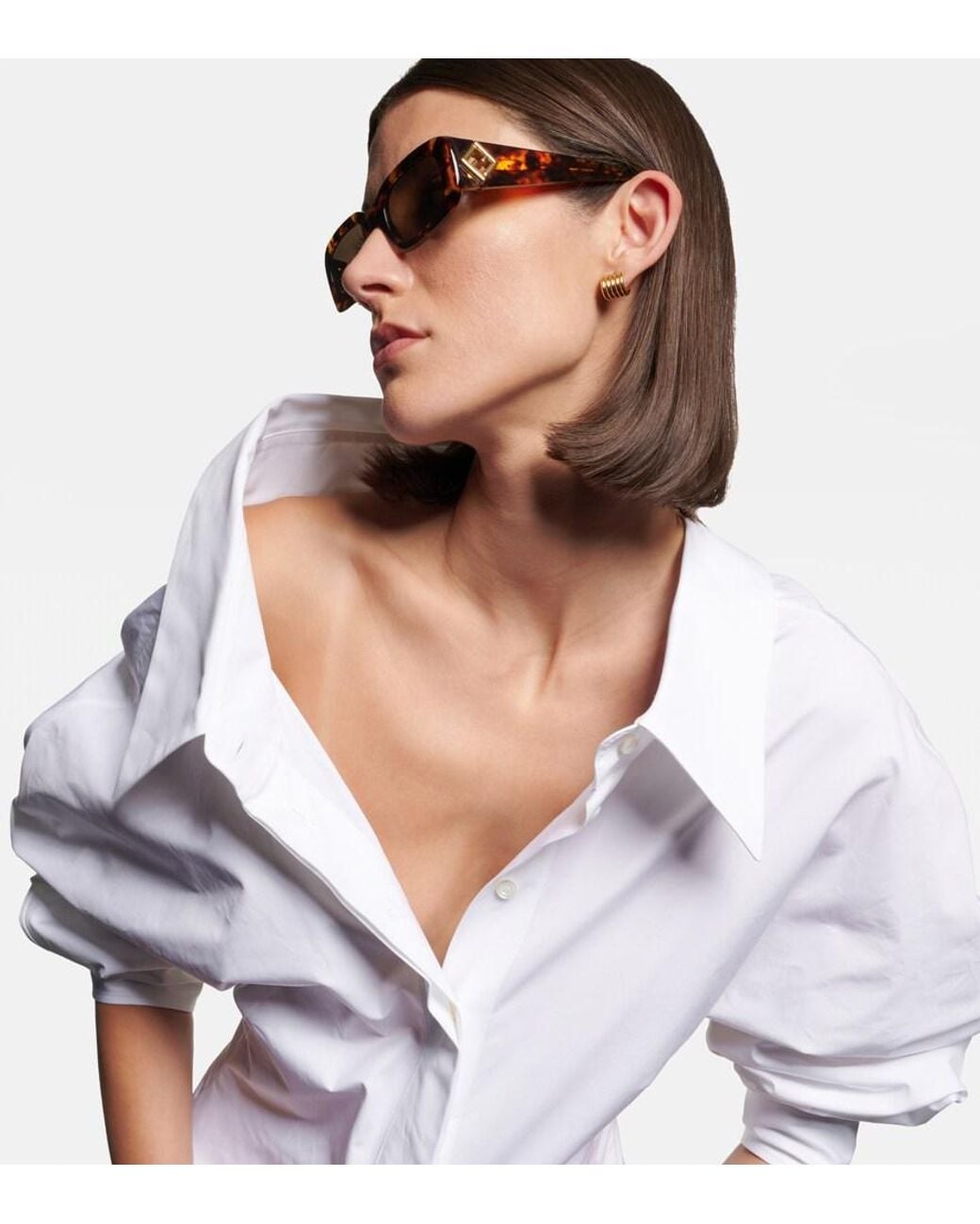 Fendi Brown Ff Diamonds Rectangular Sunglasses