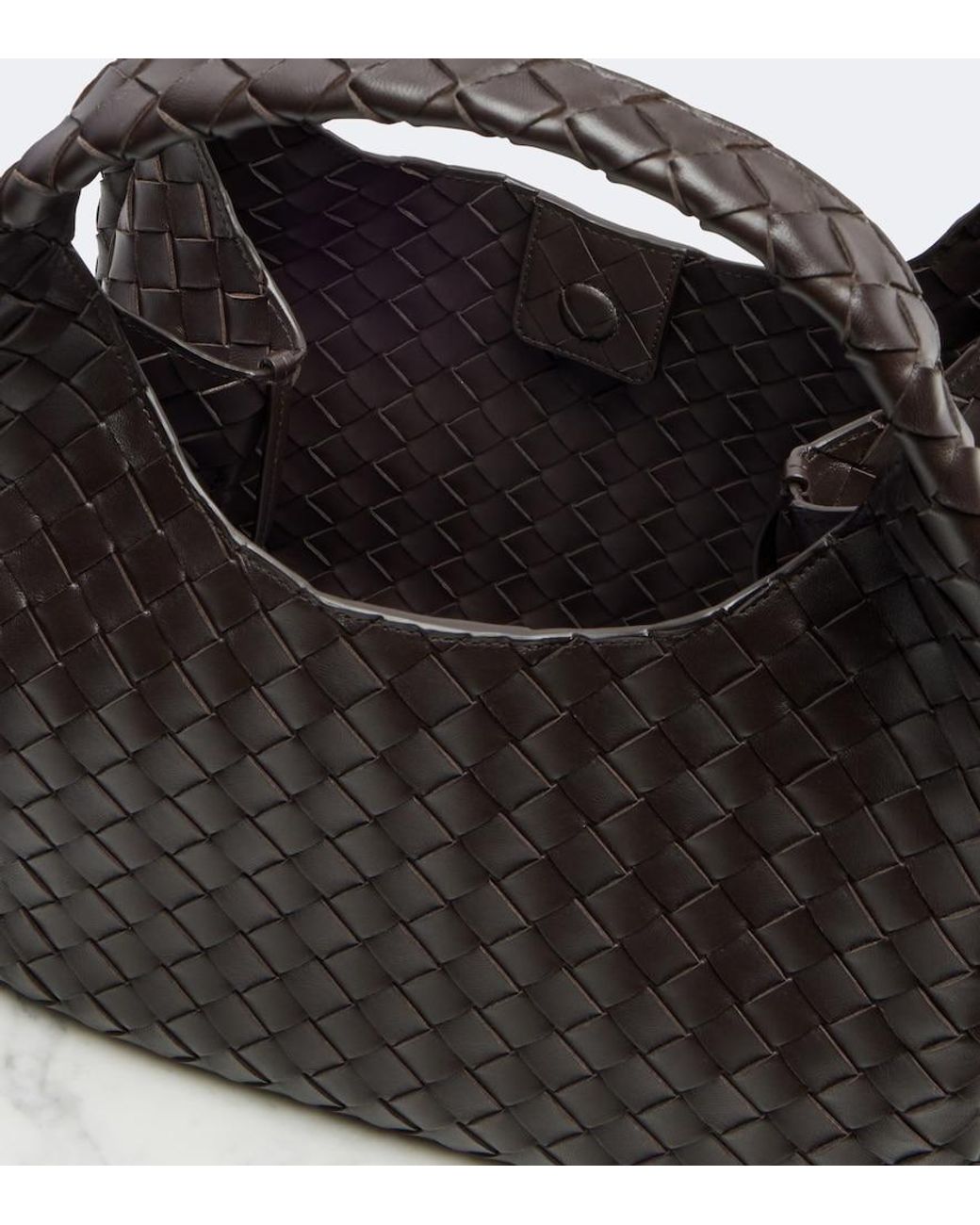 Bottega Veneta Black Campana Intrecciato Leather Shoulder Bag