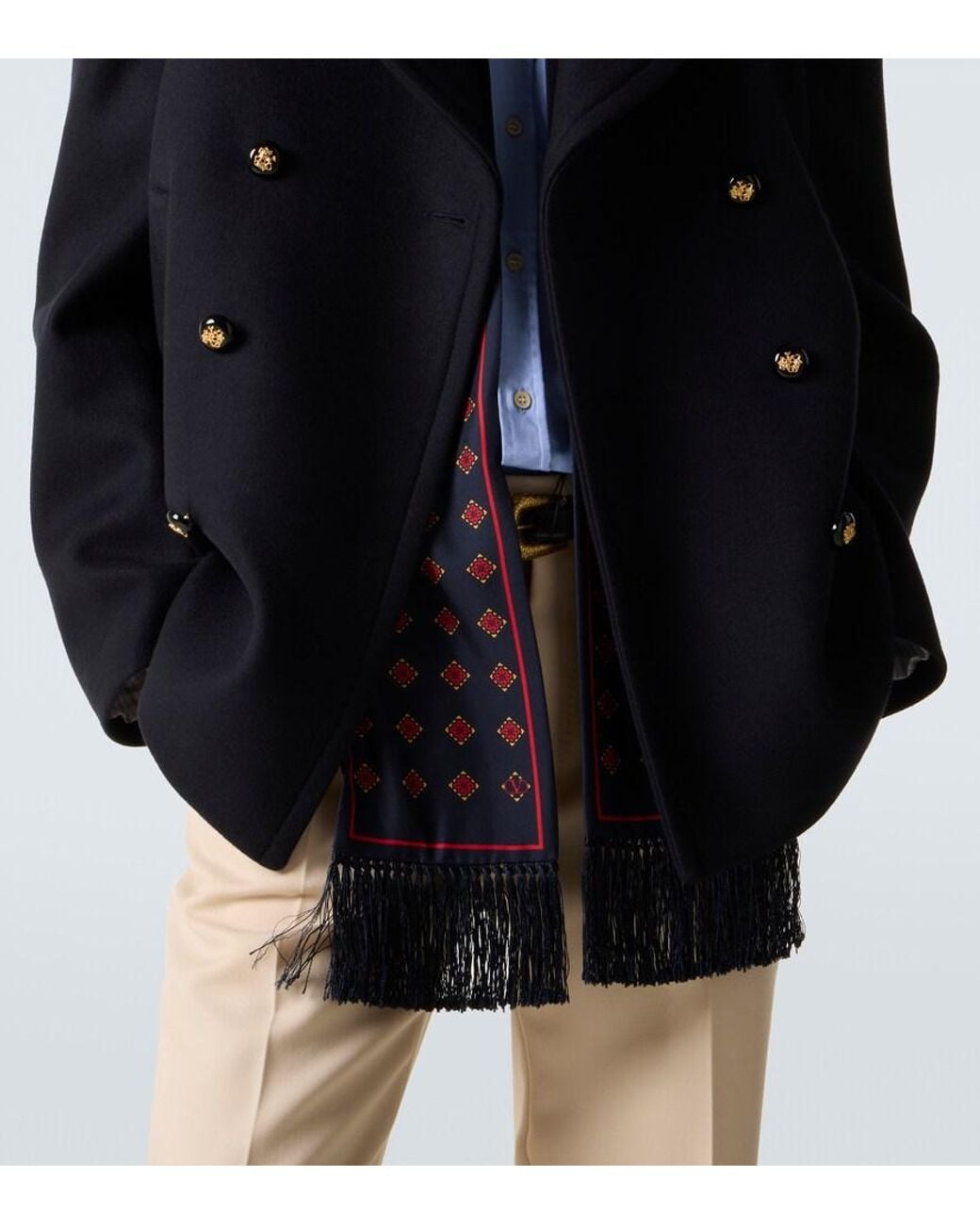 Valentino Garavani Black Double-Breasted Virgin Wool Jacket for men