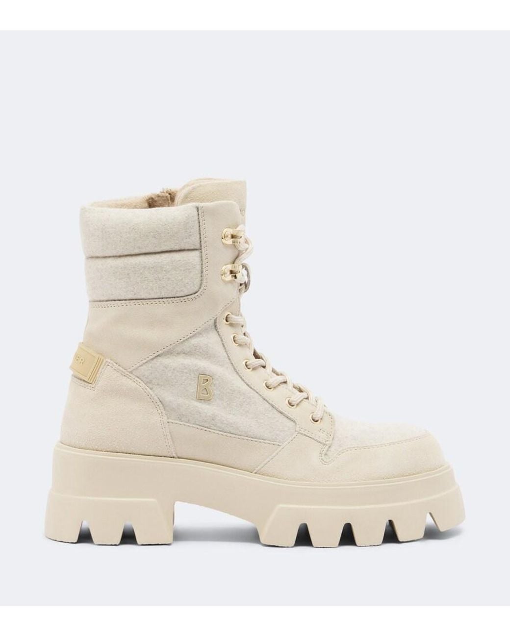 Bogner Natural Sapporo Suede-Trimmed Lace-Up Boots