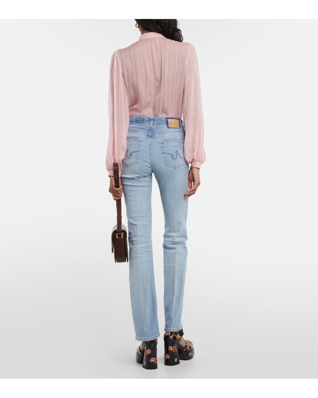 AG Jeans Blue Embroidered Flared Jeans