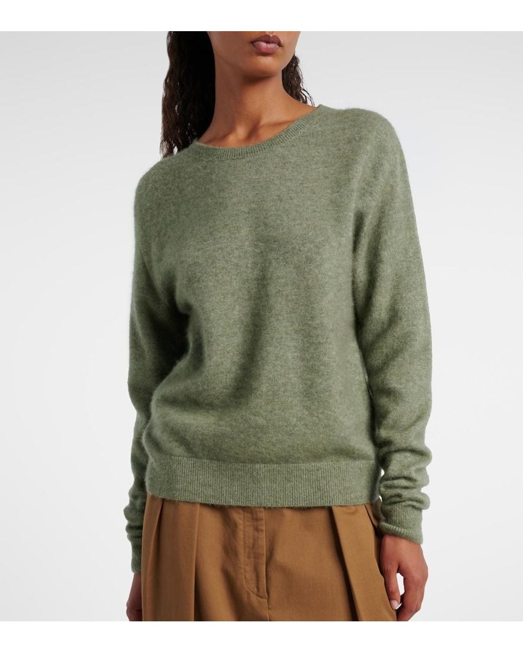 The Row Green Lorynna Cashmere Silk Sweater