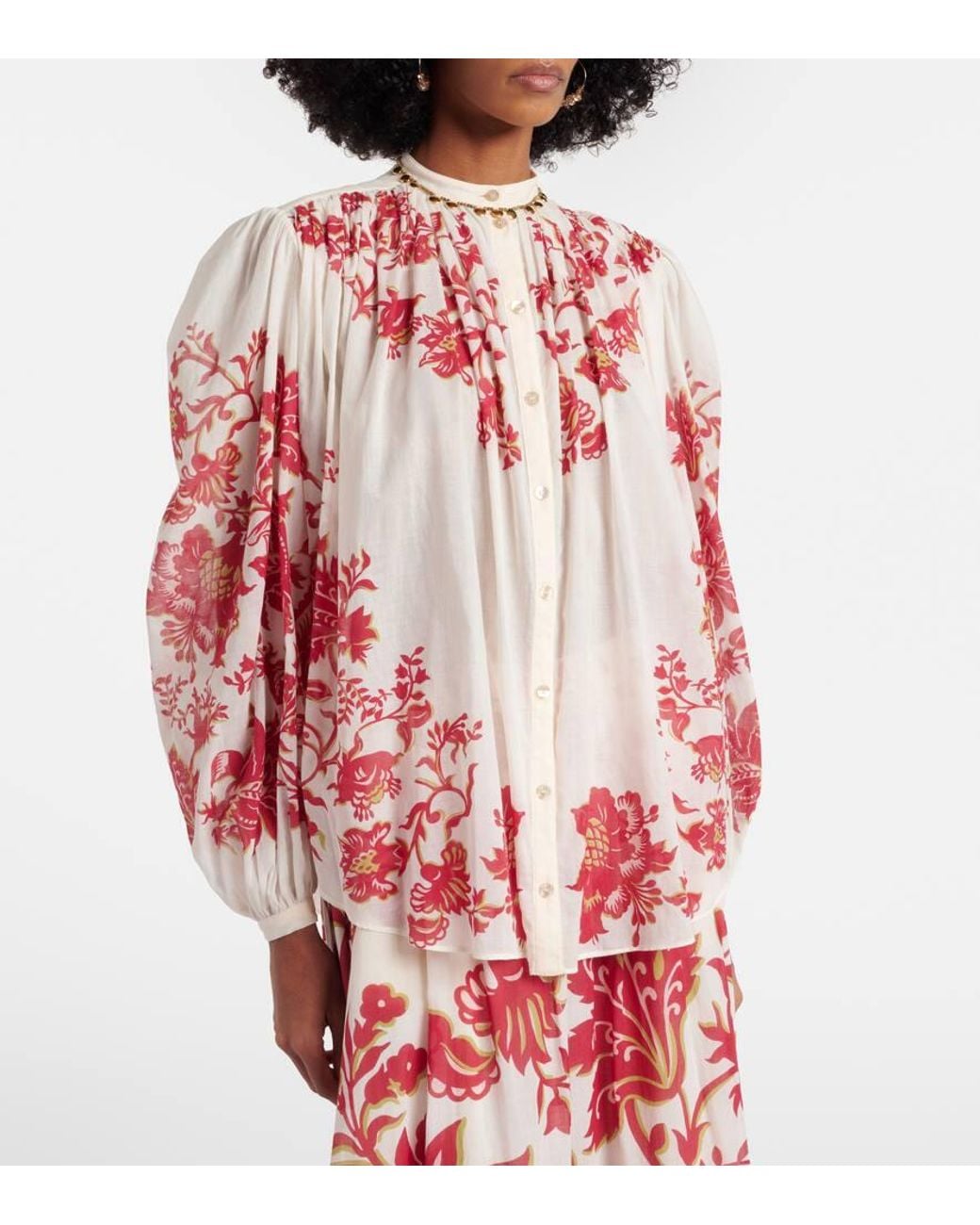 Etro Red Bluse Aus Baumwoll-Voile