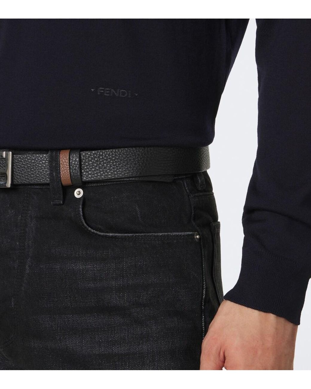 Fendi Blue Wool Sweater for men
