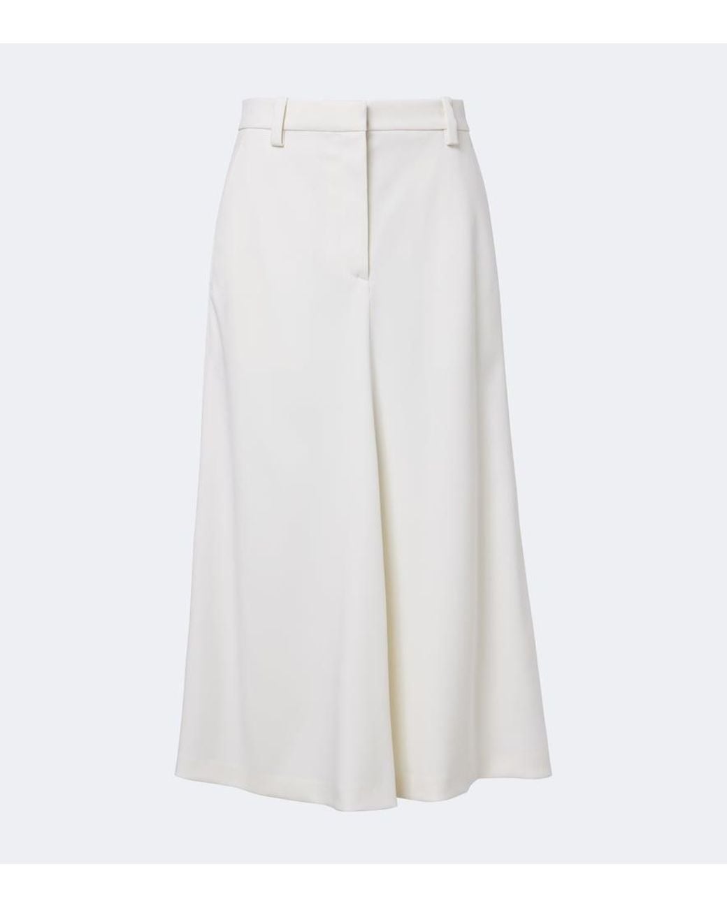 Brunello Cucinelli White Monili Wool Midi Skirt