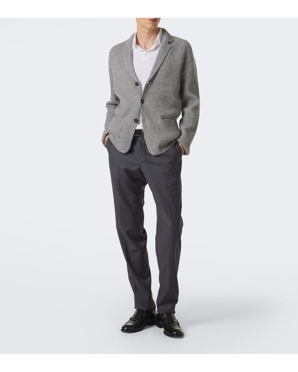 Slowear Gray Virgin Wool Cardigan for men