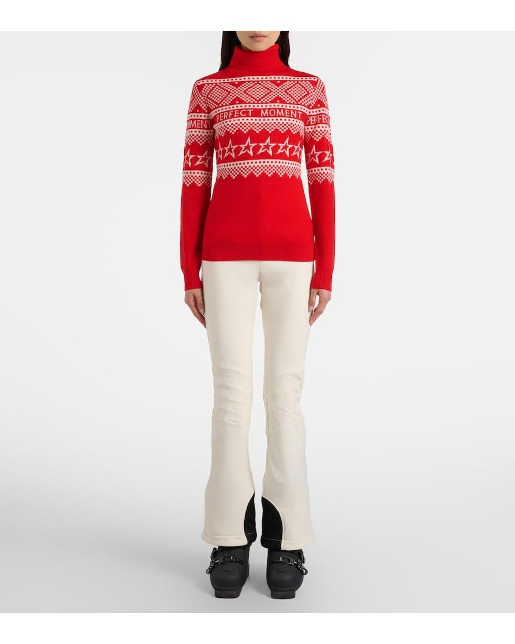 Perfect Moment Red Holiday Roll Neck Sweater