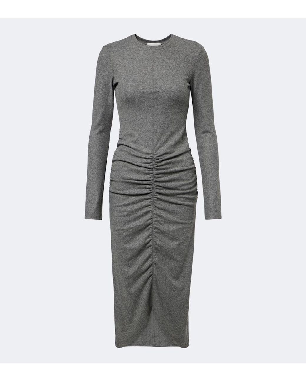 Isabel Marant Gray Dyling Ruched Jersey Midi Dress
