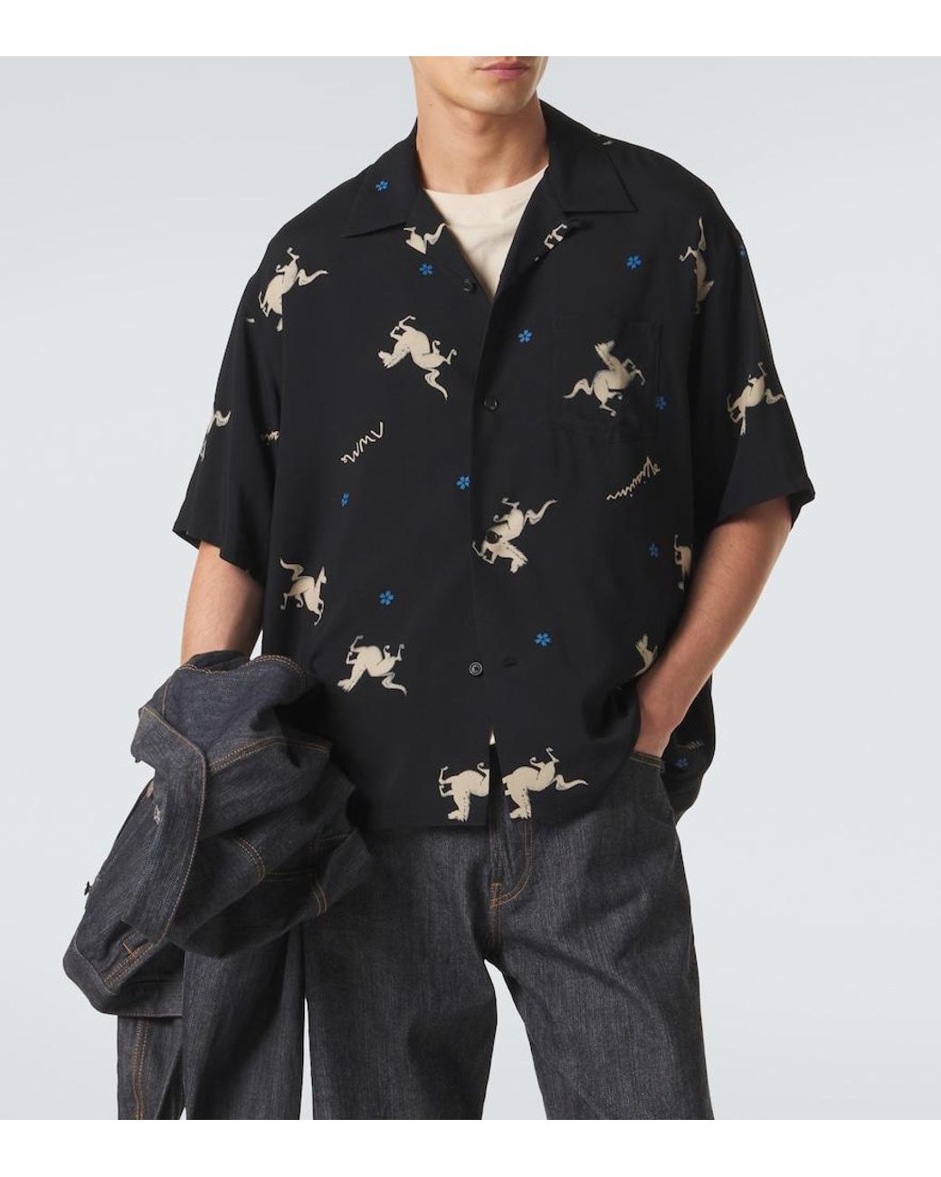 Visvim Black Crosby Printed Bowling Shirt for men