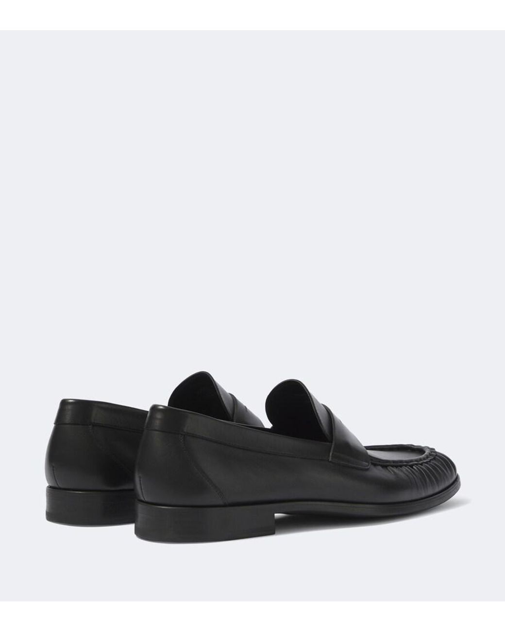 Magnanni Shoes Black Leather Penny Loafers for men