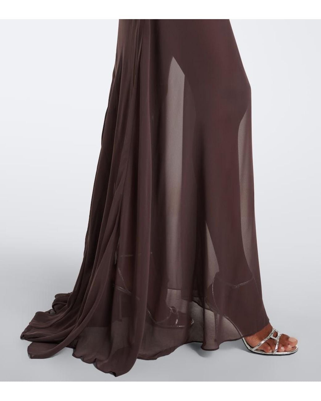 De La Vali Purple Fiorela Chiffon Maxi Dress