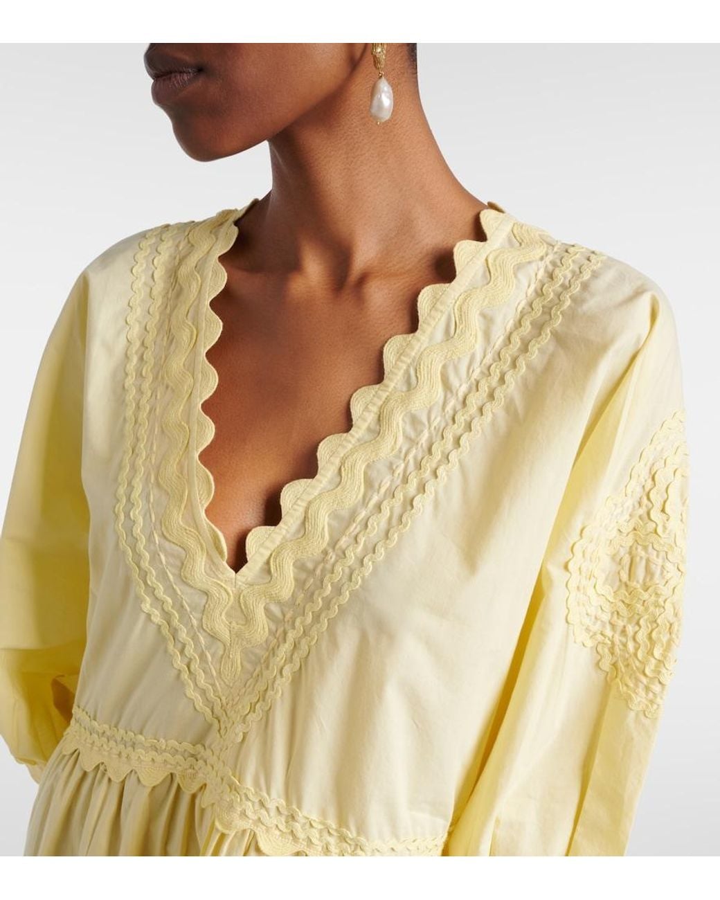 Juliet Dunn Yellow Embroidered Cotton Minidress