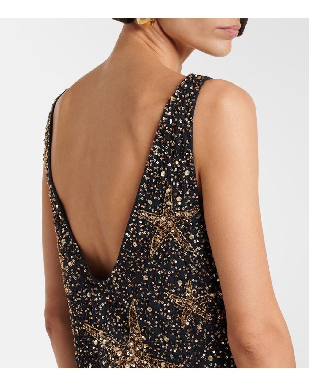 Rixo Black Star Fish Sequined Minidress