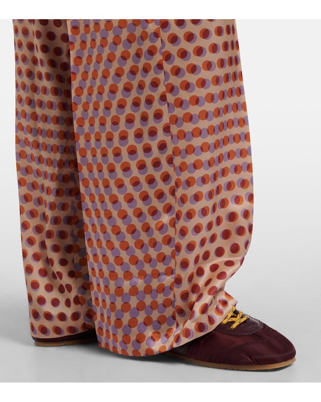 Dries Van Noten Red Polka-Dot Silk Wide-Leg Pants