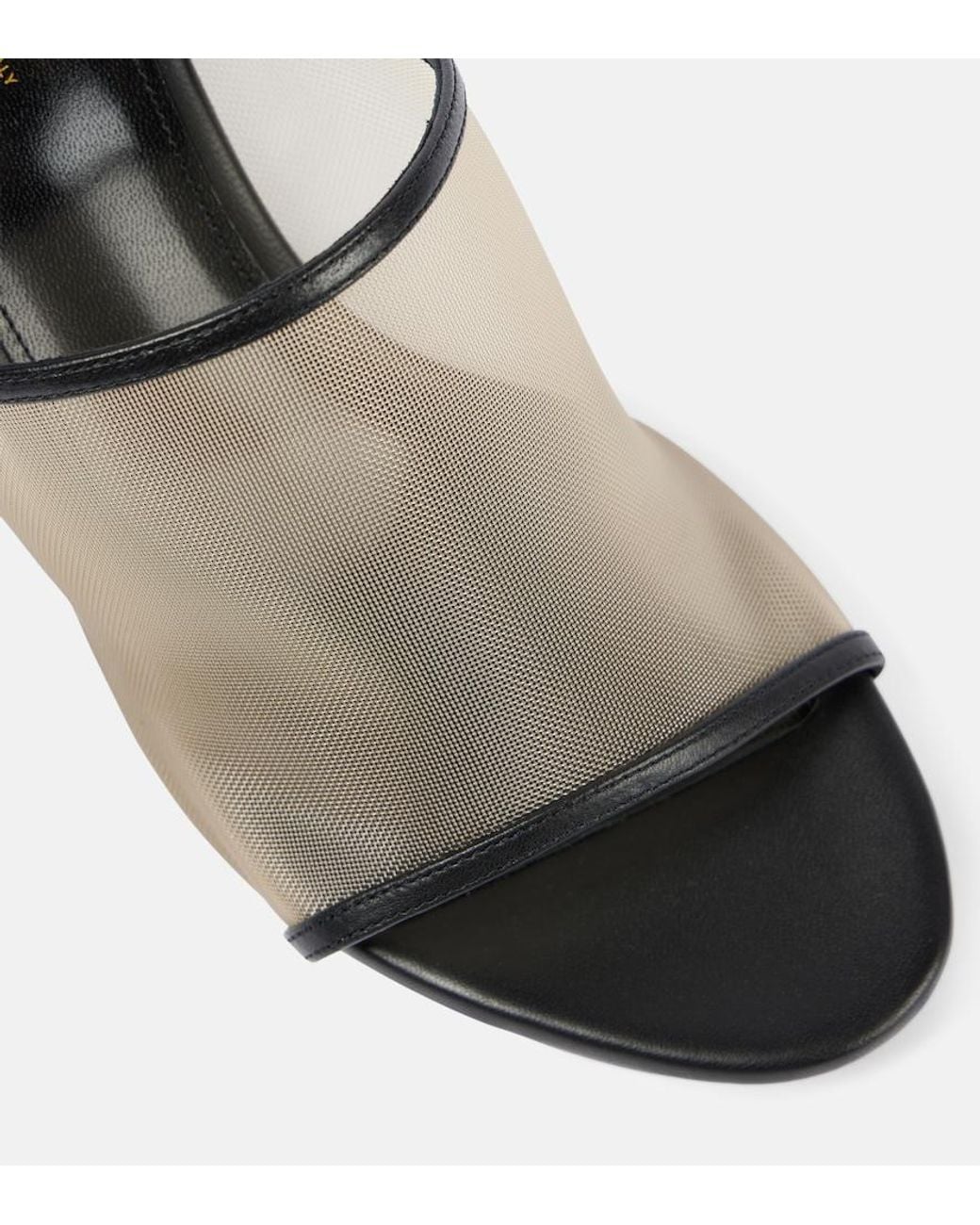 Khaite Gray Marion Leather And Mesh Wedge Mules