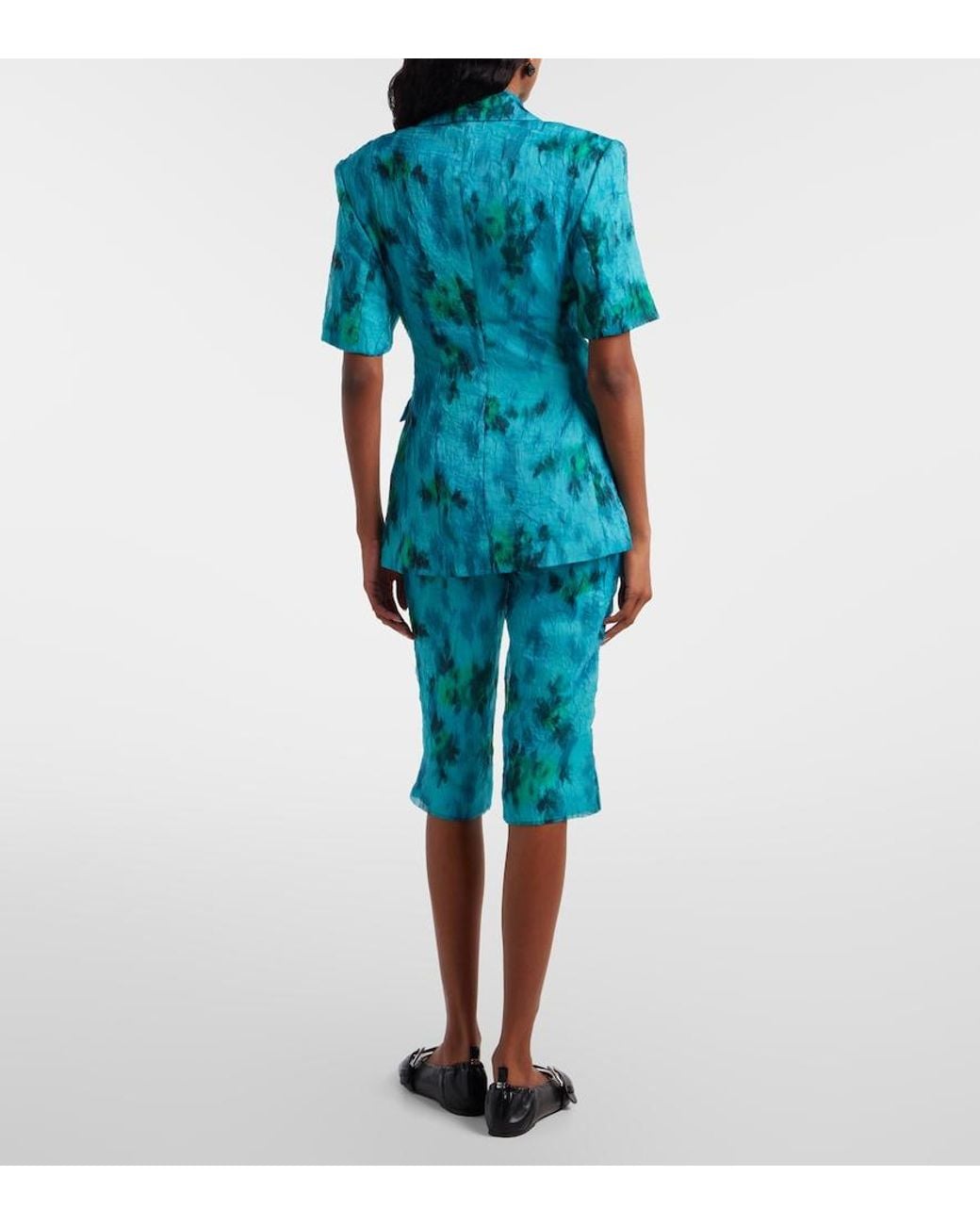 Ganni Blue Printed Capri Pants