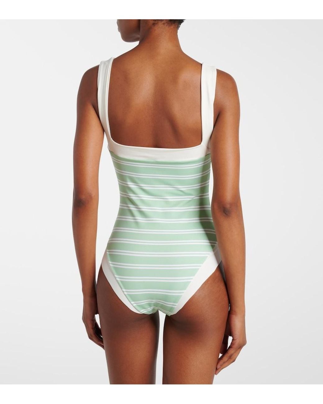 Marysia Swim Green Bianco Striped Swimsuit