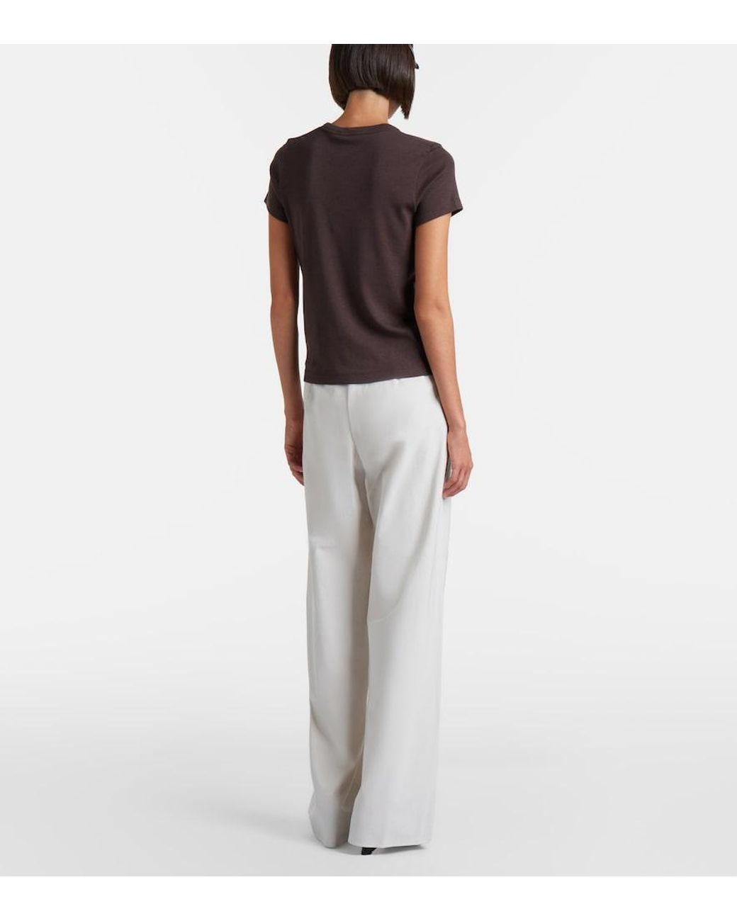 Vince White Colette Cotton Twill Wide-Leg Pants