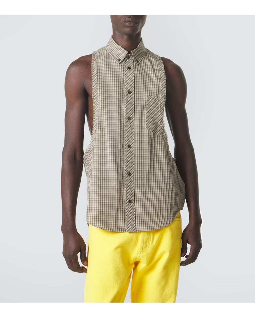 Versace Gray Checked Cotton Shirt for men