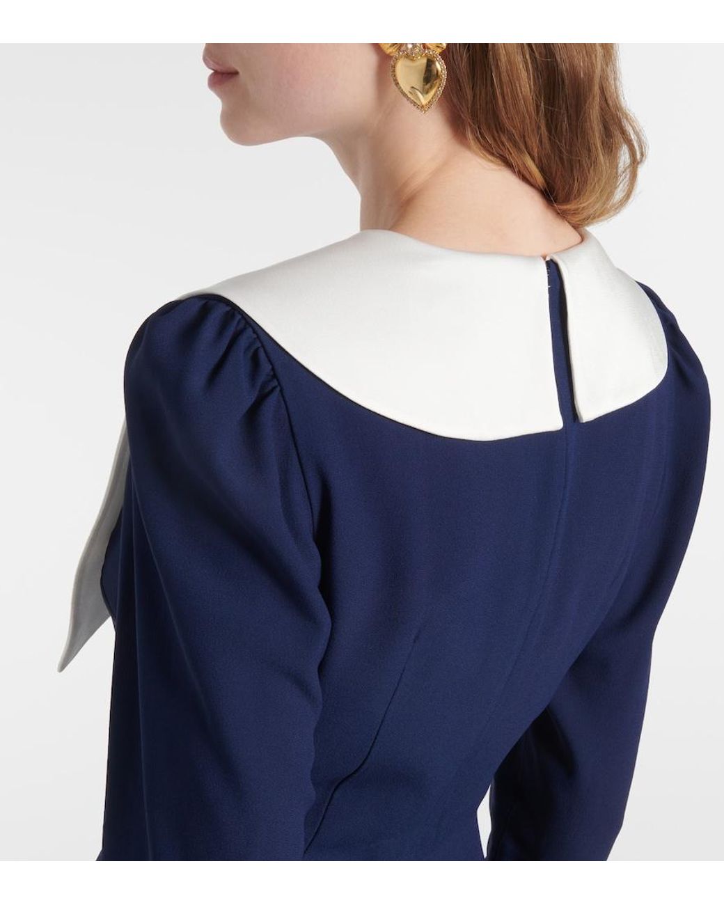 Alessandra Rich Blue Envers Bow-Detail Satin Midi Dress