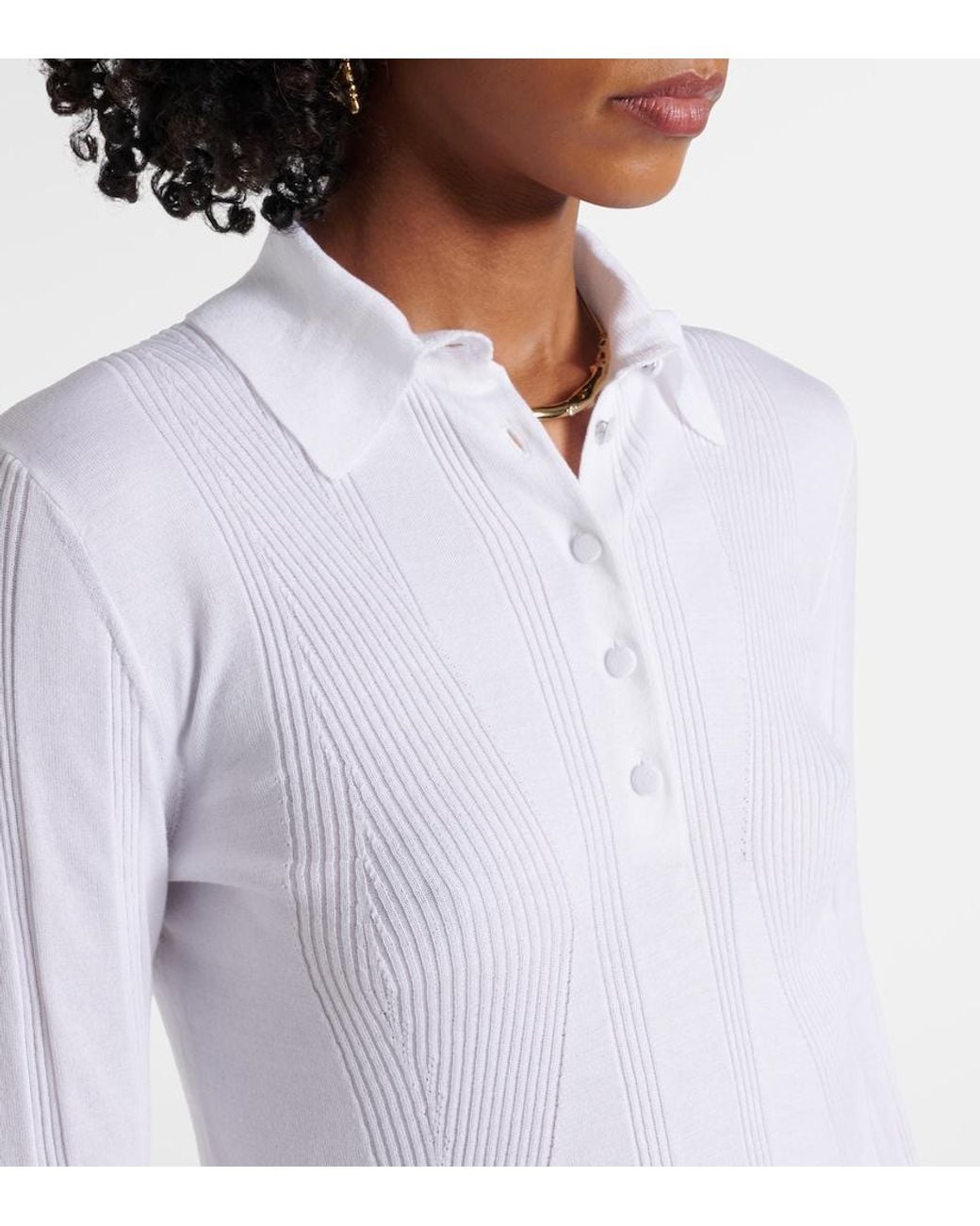Dries Van Noten White Touria Cotton Polo Sweater