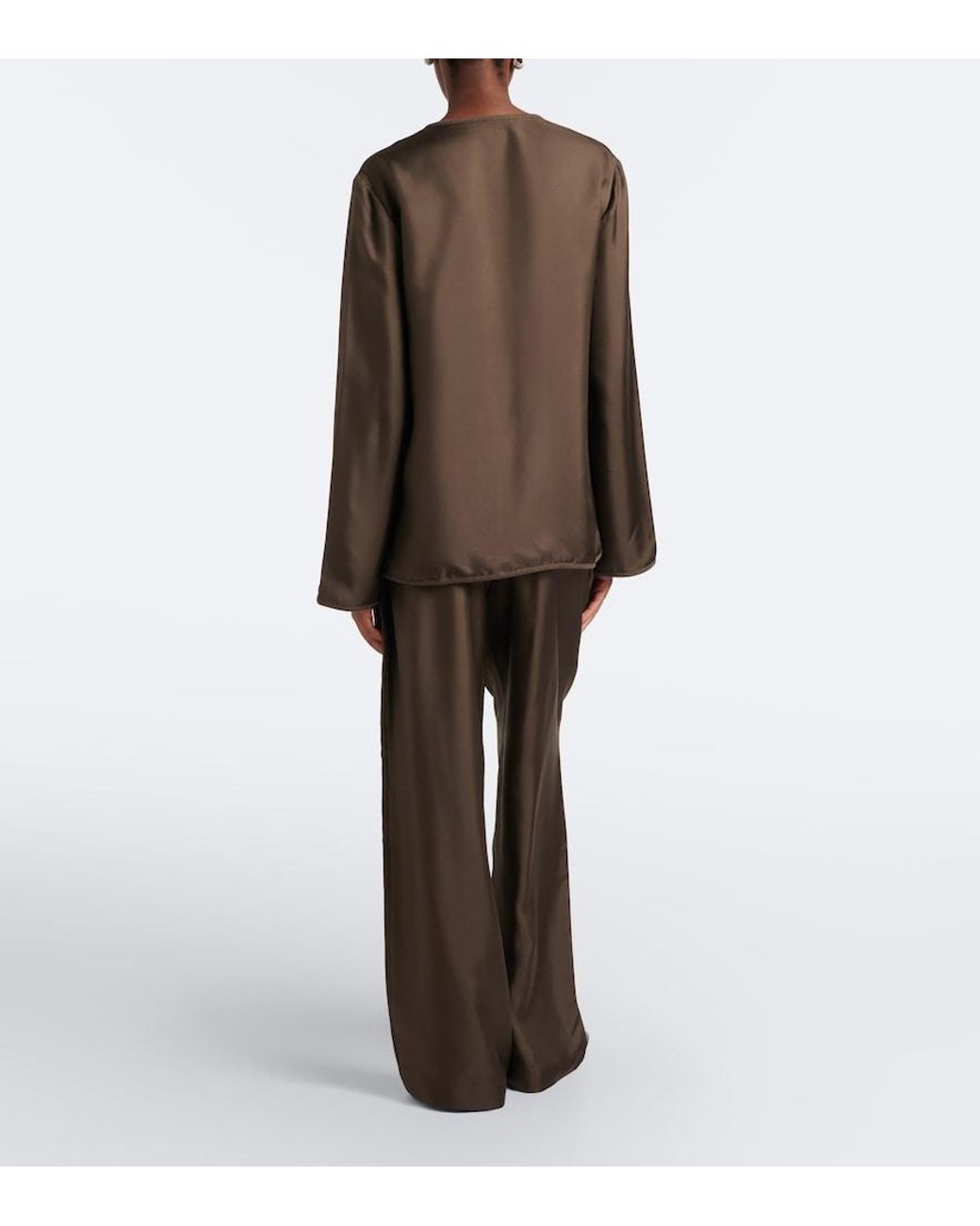 Rohe Brown Silk Wide-Leg Pants