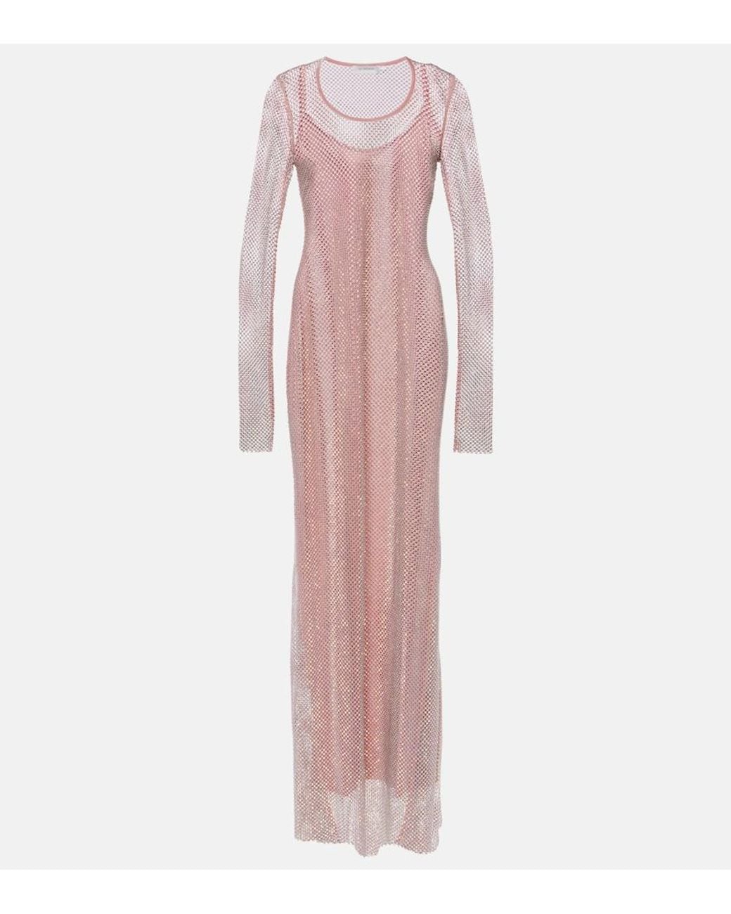 Sportmax Pink Embellished Mesh Gown
