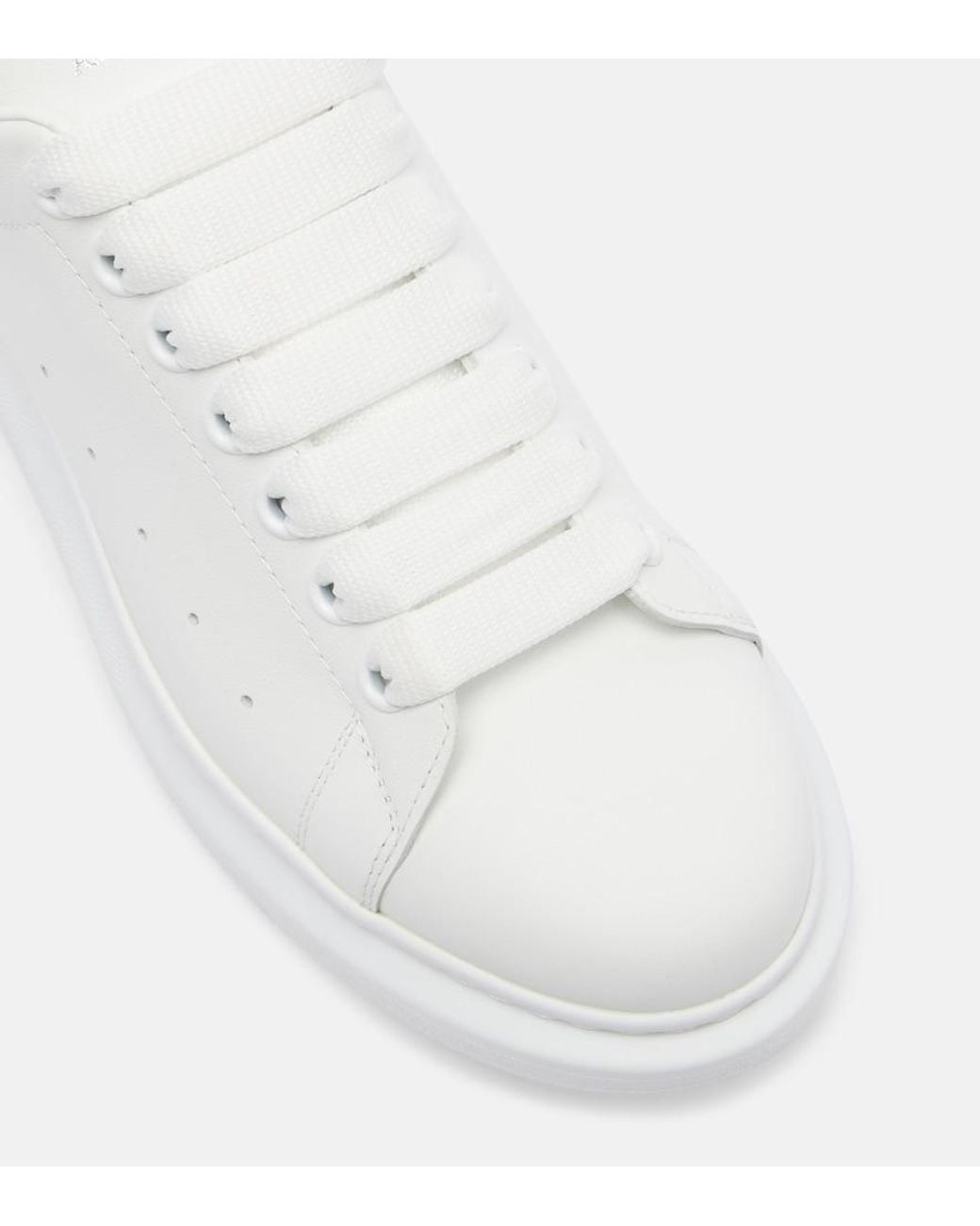 McQueen White Oversized Embellished Leather Sneakers