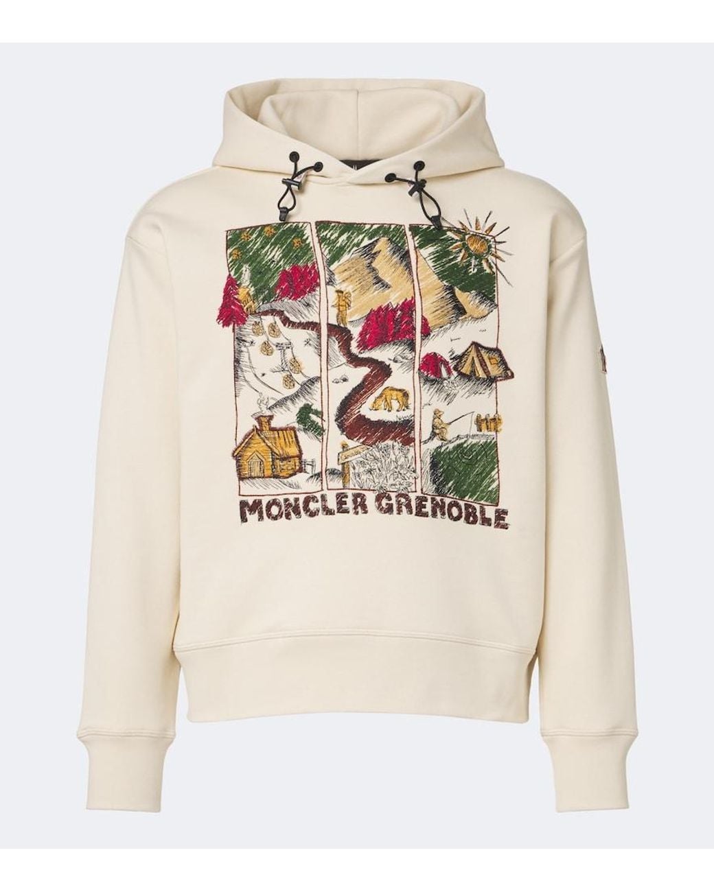 Moncler White Printed Cotton-Blend Jersey Hoodie for men