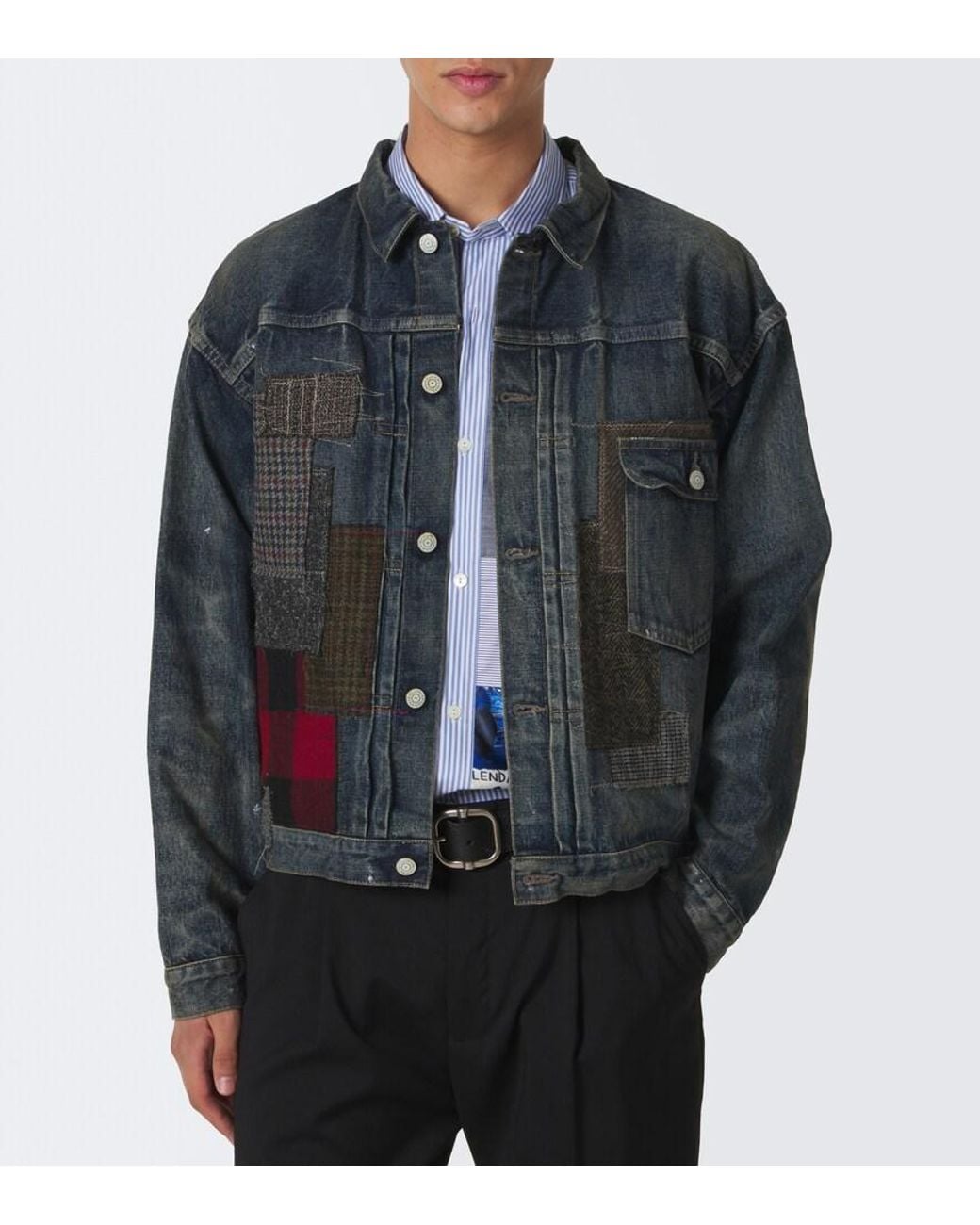 Junya Watanabe Blue Patchwork Denim Jacket for men