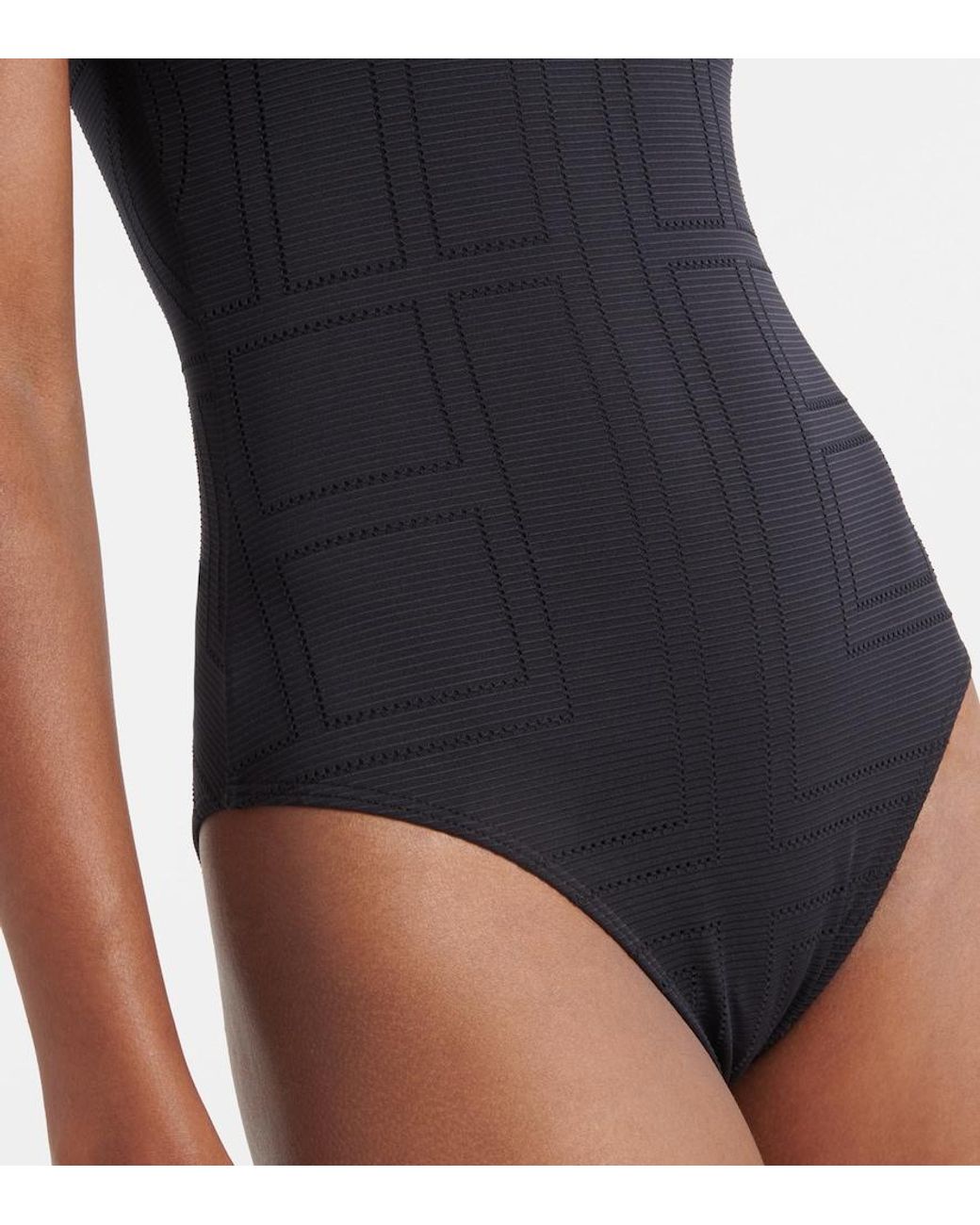 Totême Black Monogram Jersey Swimsuit