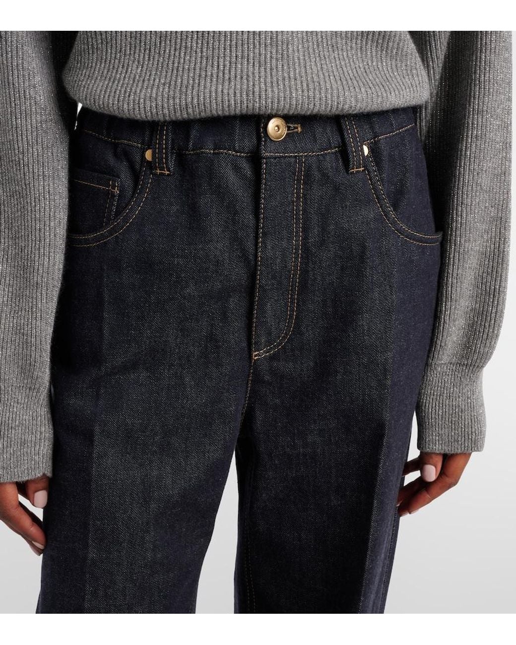 Brunello Cucinelli Blue Wide-Leg Jeans