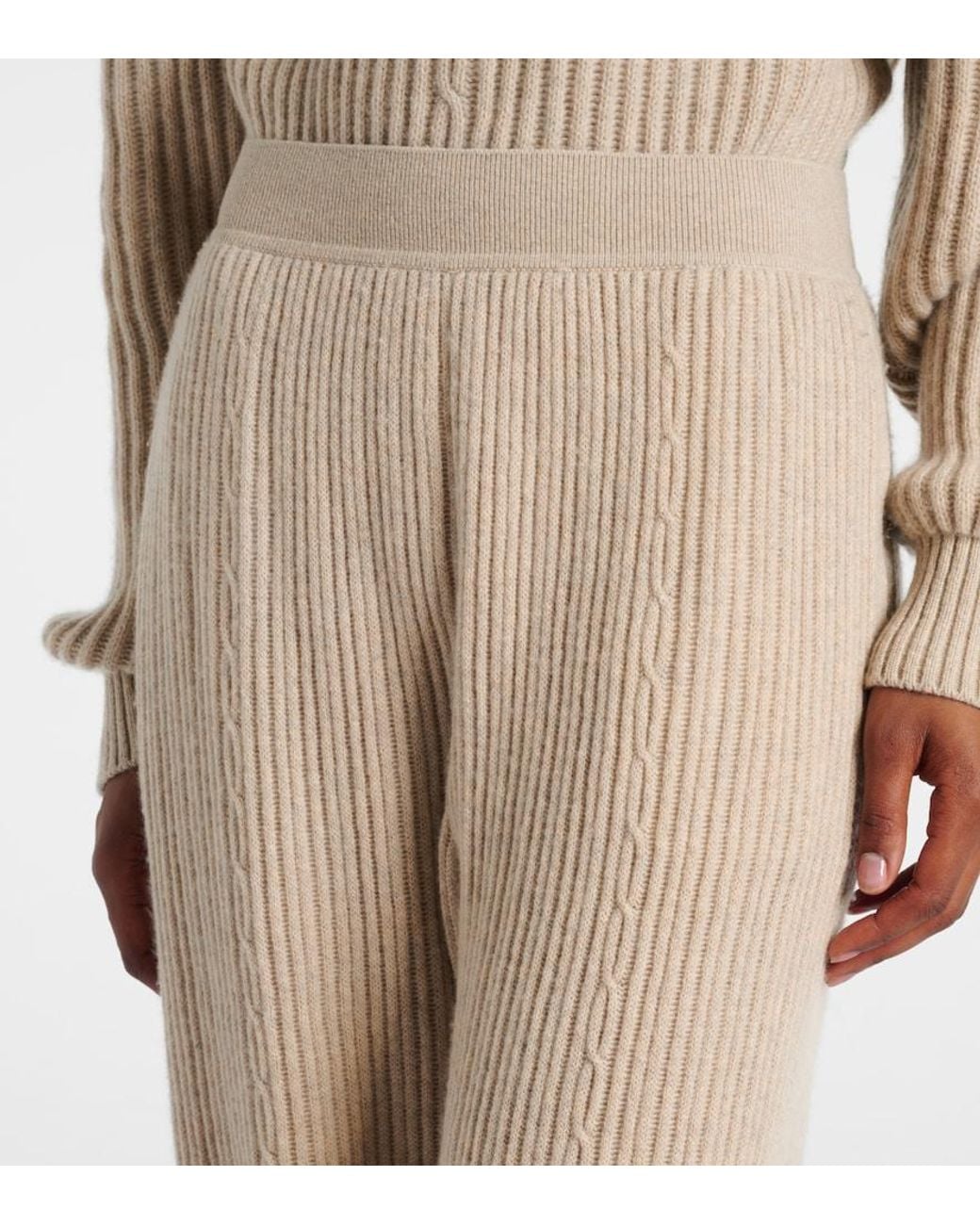 Loro Piana Natural Plane Tree Ribbed-Knit Cashmere Sweatpants