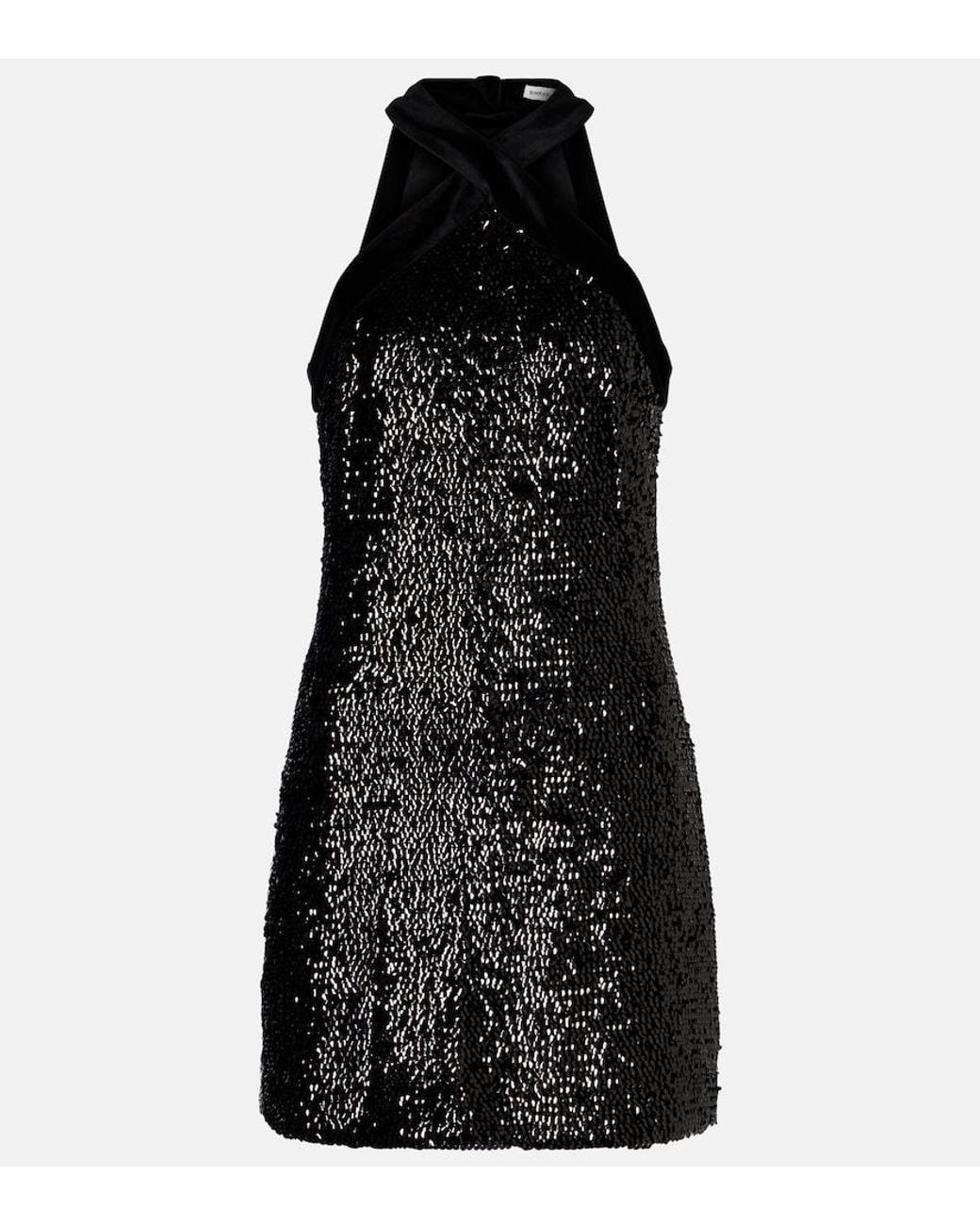 Jonathan Simkhai Black Isla Sequined Halterneck Minidress