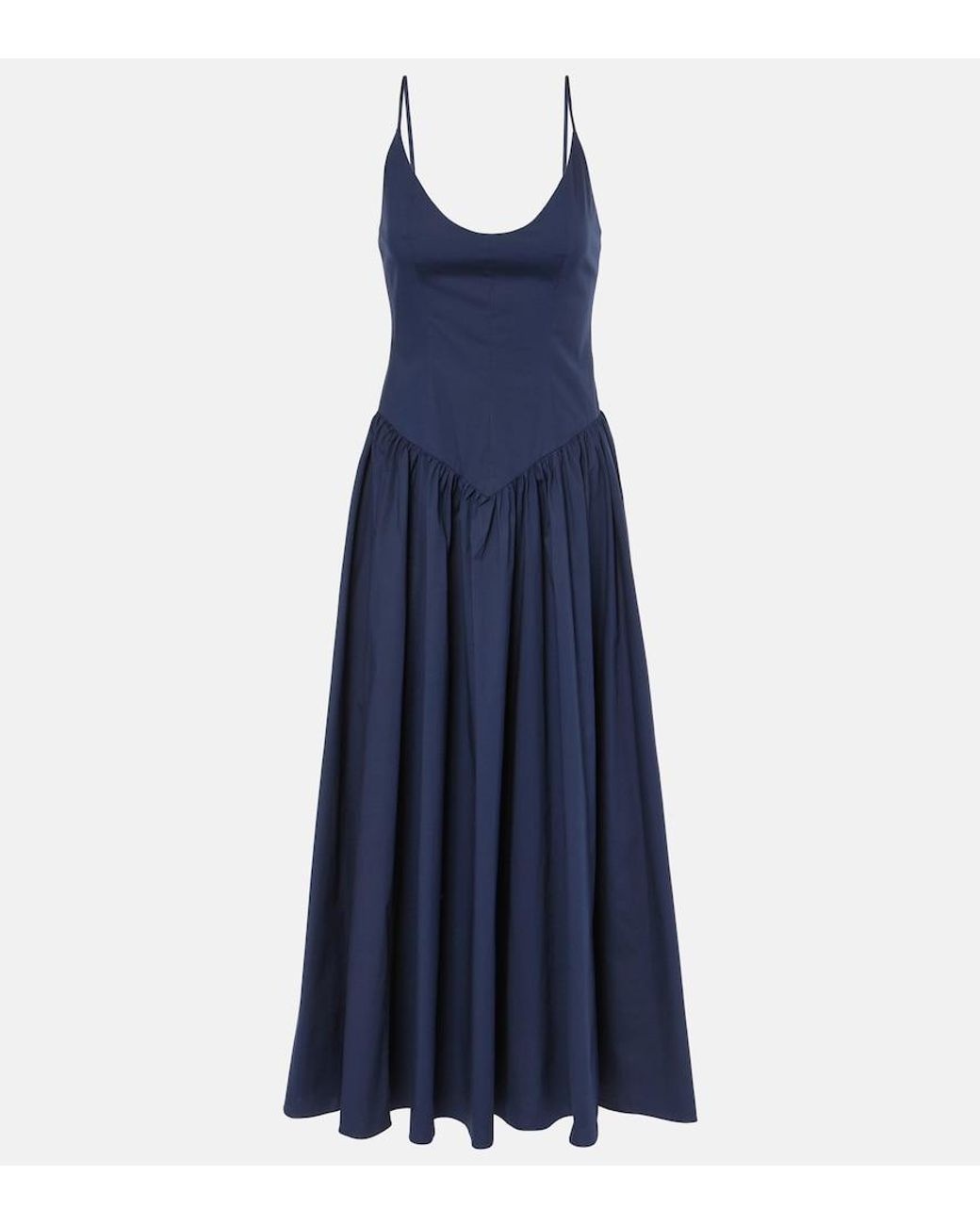 Staud Blue Dena Cotton Midi Dress