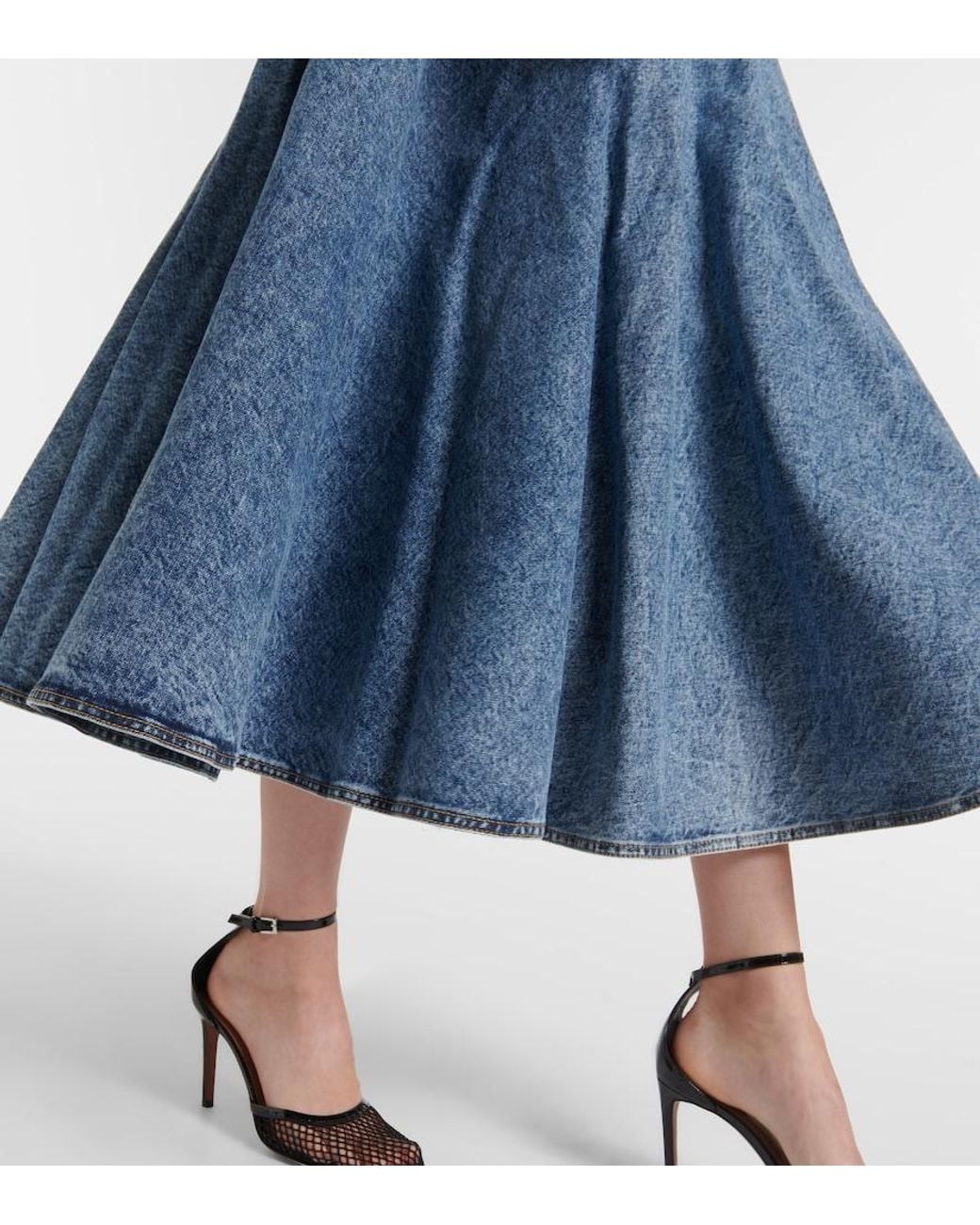 Alaïa Blue Denim Midi Skirt