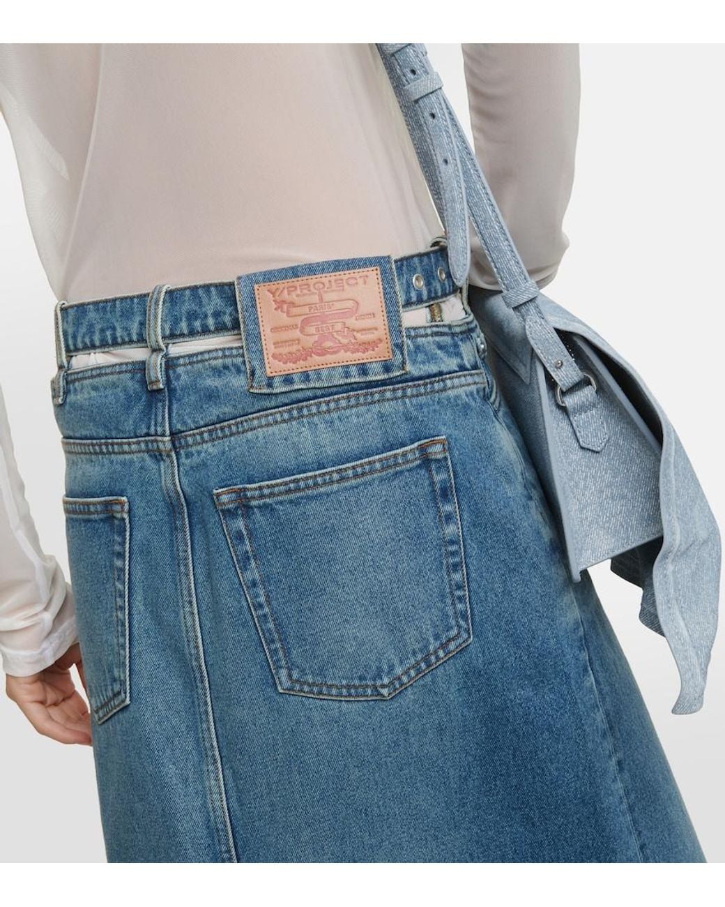 Y. Project Blue Y Belt Denim Maxi Skirt