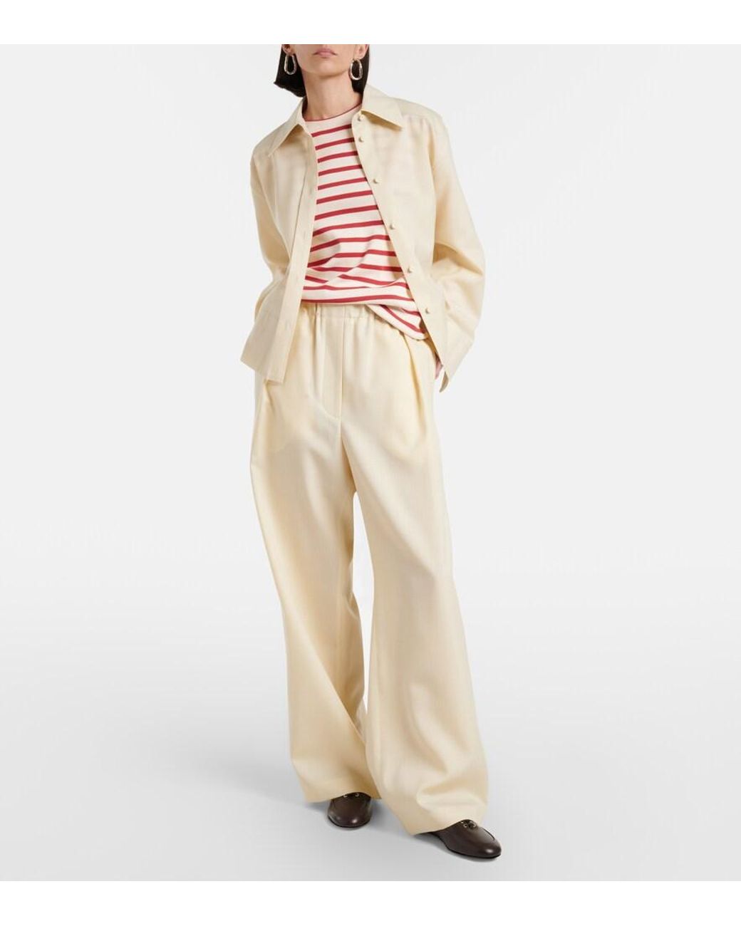 Jil Sander Brown Leather Lace-Up Loafers